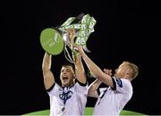 24 October 2014; Dundalk's Patrick Hoban, left, and Chris Shields celebrate with the trophy after the game. SSE Airtricity League Premier Division, Dundalk v Cork City, Oriel Park, Dundalk, Co. Louth. Picture credit: David Maher / SPORTSFILE