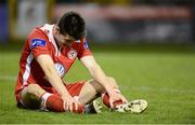 24 October 2014; Lee Desmond, Shelbourne, shows his disappointment after the game. SSE Airtricity League First Division Play-Off, Second Leg, Shelbourne v Galway, Tolka Park, Dublin. Picture credit: Ray Lohan / SPORTSFILE