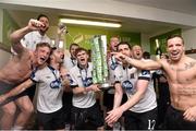 24 October 2014; Dundalk players celebrate in the dressing room after the game. SSE Airtricity League Premier Division, Dundalk v Cork City, Oriel Park, Dundalk, Co. Louth. Picture credit: David Maher / SPORTSFILE