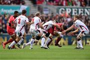 25 October 2014; Chris Masoe, RC Toulon, is tackled by Robbie Diack, Ulster. European Rugby Champions Cup 2014/15, Pool 3, Round 2, Ulster v RC Toulon, Kingspan Stadium, Ravenhill Park, Belfast, Co. Antrim. Picture credit: Ramsey Cardy / SPORTSFILE