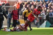 25 October 2014; Delon Armitage, RC Toulon, is tackled by Louis Ludik, Ulster. European Rugby Champions Cup 2014/15, Pool 3, Round 2, Ulster v RC Toulon, Kingspan Stadium, Ravenhill Park, Belfast, Co. Antrim. Picture credit: Ramsey Cardy / SPORTSFILE