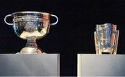 24 October 2014; A general view of the Sam Maguire Cup and Liam MacCarthy Cup during the 2014 GAA GPA All-Star Awards, sponsored by Opel. Convention Centre, Dublin. Picture credit: Brendan Moran / SPORTSFILE