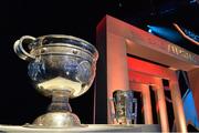 24 October 2014; A general view of the Sam Maguire Cup and Liam MacCarthy Cup during the 2014 GAA GPA All-Star Awards, sponsored by Opel. Convention Centre, Dublin. Picture credit: Brendan Moran / SPORTSFILE