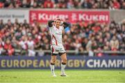 25 October 2014; Ian Humphreys, Ulster, reacts after missing a penalty with the final kick of the game, which would have secured a losing bonus point for his team. European Rugby Champions Cup 2014/15, Pool 3, Round 2, Ulster v RC Toulon, Kingspan Stadium, Ravenhill Park, Belfast, Co. Antrim. Picture credit: Ramsey Cardy / SPORTSFILE