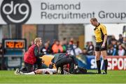 25 October 2014; Ulster's Stuart Olding is treated for an injury. European Rugby Champions Cup 2014/15, Pool 3, Round 2, Ulster v RC Toulon, Kingspan Stadium, Ravenhill Park, Belfast, Co. Antrim. Picture credit: Ramsey Cardy / SPORTSFILE