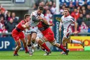 25 October 2014; Jared Payne, Ulster, is tackled by James O'Connor, left, and Juan Smith, RC Toulon. European Rugby Champions Cup 2014/15, Pool 3, Round 2, Ulster v RC Toulon, Kingspan Stadium, Ravenhill Park, Belfast, Co. Antrim. Picture credit: Ramsey Cardy / SPORTSFILE