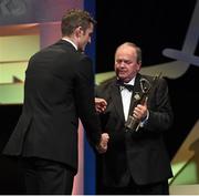 24 October 2014; Colin Fennelly, Kilkenny, is presented with his All-Star award by Uachtarán Chumann Lúthchleas Gael Liam Ó Néill during the 2014 GAA GPA All-Star Awards, sponsored by Opel. Convention Centre, Dublin. Picture credit: Brendan Moran / SPORTSFILE