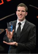 24 October 2014; Monaghan hurler Mark Treanor with his Nicky Rackard Champions 15 Award at the 2014 GAA GPA All-Star Awards, sponsored by Opel. Convention Centre, Dublin. Picture credit: Brendan Moran / SPORTSFILE