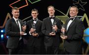 24 October 2014; Longford players, from left, Cathal Mullane, Karl Murray, Joe O'Brien and Paddy Cullen with their Lory Meagher Champions 15 Awards at the 2014 GAA GPA All-Star Awards, sponsored by Opel. Not in attendance was Martin Coyle. Convention Centre, Dublin. Picture credit: Brendan Moran / SPORTSFILE