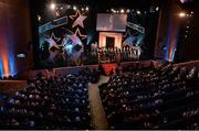 24 October 2014; A general view of the 2014 GAA GPA Allstar Football team on stage during the 2014 GAA GPA All-Star Awards, sponsored by Opel. Convention Centre, Dublin. Picture credit: Brendan Moran / SPORTSFILE