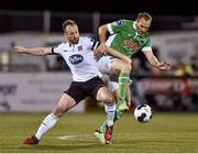 24 October 2014; Stephen O'Donnell, Dundalk, in action against Colin Healy, Cork City. SSE Airtricity League Premier Division, Dundalk v Cork City, Oriel Park, Dundalk, Co. Louth. Picture credit: Ramsey Cardy / SPORTSFILE