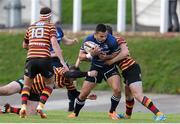 25 October 2014; Ben Te'o, Leinster A, is tackled by Steffan Hughes, Carmarthen Quins. British & Irish Cup, Round 3, Carmarthen Quins v Leinster A, The Park, Carmarthen, Wales. Picture credit: Steve Pope / SPORTSFILE