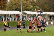 25 October 2014; Ross Molony, Leinster A, wins the ball in a lineout. British & Irish Cup, Round 3, Carmarthen Quins v Leinster A, The Park, Carmarthen, Wales. Picture credit: Steve Pope / SPORTSFILE