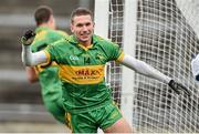 26 October 2014; Rhode's Anton Sullivan celebrates scoring his side's first goal of the game. AIB Leinster GAA Football Senior Club Championship, First Round, Rhode v St Patrick's, O'Connor Park, Tullamore, Co. Offaly. Picture credit: Ramsey Cardy / SPORTSFILE