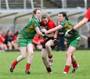24 April 2007; Josephine Maguire, Ballinamore Post Primary, Leitrim, in action against Mairaid Daly, left, and Sarah Conlon, St. Catherines, Armagh. Pat the Baker Post Primary Schools All-Ireland Junior C Finals, Ballinamore Post Primary, Leitrim v St. Catherines, Armagh, Kingspan Breffni Park, Co. Cavan. Picture credit: Oliver McVeigh / SPORTSFILE