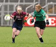 24 April 2007; Nicola Quinn, Loreto Grammar, Omagh, Tyrone, in action against Lisa Maloney, Dunmore Community School, Galway. Pat the Baker Post Primary Schools All-Ireland Junior B Finals, Dunmore Community School, Galway v Loreto Grammar, Omagh, Tyrone, Kingspan Breffni Park, Co. Cavan. Picture credit: Oliver McVeigh / SPORTSFILE