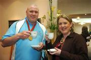 25 April 2007; Special Olympics athlete Joe Nagle, from Mount Argus Basketball CLub, enjoying a cup of coffee with Cecilia Keavney, TD, Fianna Fail deputy for Donegal North East and Chairperson of the Sports Joint Committee of the Oireachtas, at the Ceann Comhairle's coffee morning in aid of the Special Olympics Support an Athlete campaign which ends on Friday with the Road to China Collection Day. Visit www.eircom.net/specialolympics for details of collection points or to make an online donation. Houses of the Oireachtas, Leinster House, Dublin. Picture credit: Brendan Moran / SPORTSFILE