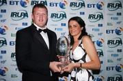 25 April 2007; Stephen Keogh, who was presented with the Club Energise IRUPA Unsung Hero of the Year by Christine Keohane, Senior Brand Manager, Club Energise, during the BT IRUPA Rugby Awards 2007. O'Reilly Hall, University College Dublin, Belfield, Dublin. Picture credit: Brendan Moran / SPORTSFILE