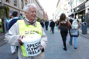 27 April 2007; Local volunteer Paddy O'Meara, from Clontarf, Co.Dublin, collecting donations on Henry Street, during the Special Olympics &quot;Road to China&quot; Collection Day, the aim of which is to provide more opportunities for people with a learning difficulty in their own communities and to help prepare Team Ireland for the 2007 World Games in China in October. Henry Street, Dublin. Picture credit: David Maher / SPORTSFILE