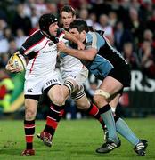 27 April 2007; David Humphreys, Ulster, is tackled by Andy Newman, Glasgow Warriors. Magners League, Ulster v Glasgow Warriors, Ravenhill Park, Belfast, Co. Antrim. Picture credit: Oliver McVeigh / SPORTSFILE