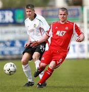 28 April 2007; Gary McCutcheon, Portadown, in action against Gary Smyth, Glentoran. Carnegie Premier League, Portadown v Glentoran, Shamrock Park, Portadown, Co. Armagh. Picture credit; Russell Pritchard / SPORTSFILE