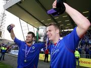 28 April 2007; Linfields Thomas Stewart and Peter Thompson celebrate with the Gibson Cup. Carnegie Premier League, Linfield v Crusaders, Windsor Park, Belfast, Co. Antrim. Picture credit; Oliver McVeigh / SPORTSFILE