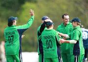 29 April 2007; Trent Johnston, Ireland, celebrate with team-mates after bowling out R. Mclaren, Kent. Allianz ECB Friends Provident One Day Trophy, Ireland v Kent, Stormont, Belfast, Co. Antrim. Picture credit: Russell Pritchard / SPORTSFILE