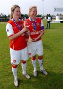 29 April 2007; Arsenal captain Jayne Ludlow with team-mate Ciara Grant after the match. 2006/07 UEFA Women's Cup Final 2nd Leg, Arsenal v Umeå IK, Boreham Wood Football Club, Hertfordshire, UK. Picture credit: Brian Lawless / SPORTSFILE