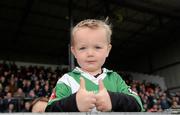 26 October 2014; Sarsfields supporter Oisín Moore, age 3, at the game. Kildare County Senior Football Championship Final Replay, Sarsfields v Moorefield. St Conleth's Park, Newbridge, Co. Kildare. Picture credit: Piaras Ó Mídheach / SPORTSFILE