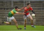 26 October 2014; Jody Merrigan, Rathnew, in action against Andrew Sibbaid, Rathvilly. AIB Leinster GAA Football Senior Club Championship, First Round, Rathnew v Rathvilly, County Grounds, Aughrim, Co. Wicklow. Photo by Sportsfile