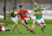 26 October 2014; Ross O'Brien, Rathnew, in action against Jim Bob Leonard, Rathvilly. AIB Leinster GAA Football Senior Club Championship, First Round, Rathnew v Rathvilly, County Grounds, Aughrim, Co. Wicklow. Photo by Sportsfile