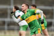 26 October 2014; Rhode's Anton Sullivan celebrates scoring his side's first goal of the game. AIB Leinster GAA Football Senior Club Championship, First Round, Rhode v St Patrick's, O'Connor Park, Tullamore, Co. Offaly. Picture credit: Ramsey Cardy / SPORTSFILE