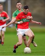 26 October 2014; Jamie Snell, Rathnew, in action against Dermot Cronin, Rathvilly. AIB Leinster GAA Football Senior Club Championship, First Round, Rathnew v Rathvilly, County Grounds, Aughrim, Co. Wicklow. Photo by Sportsfile