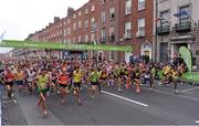27 October 2014; Participants make their way up Fitzwilliam Place at the start of the SSE Airtricity Dublin Marathon 2014. Fitzwilliam Place, Dublin. Picture credit: Pat Murphy / SPORTSFILE