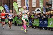 27 October 2014; Carolyn Hayes, West Limerick A.C., on her way to finishing the SSE Airtricity Dublin Marathon 2014. Merrion Square, Dublin. Picture credit: Ray McManus / SPORTSFILE