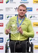 27 October 2014; Patrick Monahan, Naas, Co. Kildare, after winning the Wheelchair race at the SSE Airtricity Dublin Marathon 2014. Merrion Square, Dublin. Picture credit: Pat Murphy / SPORTSFILE
