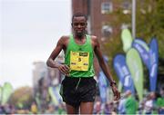 27 October 2014; Paul Koech Kimutai, Kenya, after finishing in second place in the men's race at the SSE Airtricity Dublin Marathon 2014. Merrion Square, Dublin. Picture credit: Pat Murphy / SPORTSFILE