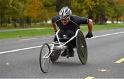 27 October 2014; Luke Jones, Wales, in action in the Wheelchair race during the SSE Airtricity Dublin Marathon 2014. Chesterfield Avenue, Phoenix Park, Dublin. Picture credit: Barry Cregg / SPORTSFILE