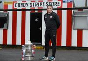 27 October 2014; Derry City manager Peter Hutton ahead of their FAI Ford Cup Final against St Patrick’s Athletic on Sunday. Derry City FAI Ford Cup Final Media Day, Brandywell Stadium, Derry City, Co. Derry. Picture credit: Oliver McVeigh / SPORTSFILE