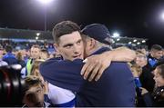 27 October 2014; Diarmuid Connolly, St Vincent's, celebrates with manager Tommy Conroy. Dublin County Senior Football Championship Final, St Oliver Plunketts Eogha Rua v St Vincent's. Parnell Park, Dublin. Picture credit: Stephen McCarthy / SPORTSFILE