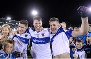 27 October 2014; St Vincent's players, from left, Diarmuid Connolly, Eamon Fennell and Hugh Gill  celebrate after the game. Dublin County Senior Football Championship Final, St Oliver Plunketts Eogha Rua v St Vincent's. Parnell Park, Dublin. Picture credit: Stephen McCarthy / SPORTSFILE