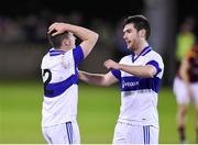27 October 2014; Kevin Bonnie, St Vincent's, celebrates with team-mate Mick Concarr, right, after the game. Dublin County Senior Football Championship Final, St Oliver Plunketts Eogha Rua v St Vincent's. Parnell Park, Dublin. Picture credit: Stephen McCarthy / SPORTSFILE