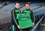 28 October 2014; Ireland manager Paul Earley, right, and captain Michael Murphy at a GAA Go International Rules Press Conference ahead of the upcoming test against Australia. GAA Go International Rules Press Conference. Croke Park, Dublin. Picture credit: Ramsey Cardy / SPORTSFILE