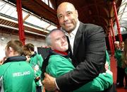 29 April 2007; Former Republic of Ireland International Paul McGrath with Team Ireland athlete Dan O'Reilly, from Mallow, Co Cork, at the Team Ireland announcement for the 2007 Special Olympics World Summer Games. The World Summer Games will be held in The People's Republic of China, in the city of Shanghai from the 2nd October to the 11th October 2007. RDS, Dublin. Picture credit: David Maher / SPORTSFILE