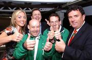 29 April 2007; Team Ireland athletes Fintan Broaders, left, and Paddy Nolan, both from Wexford town, with Presenters Kathryn Thomas, Ian Dempsey and Des Cahill, at the Team Ireland announcement for the 2007 Special Olympics World Summer Games. The World Summer Games will be held in The People's Republic of China, in the city of Shanghai from the 2nd October to the 11th October 2007. RDS, Dublin. Picture credit: David Maher / SPORTSFILE