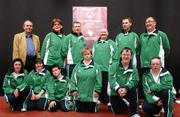 29 April 2007; The Mayo team at the Team Ireland announcement for the 2007 Special Olympics World Summer Games. Pictured are, back row, from left, Padraig Corkery, Head of sponsership Eircom, Patricia McNicholas, Kiltimagh, Frank Vahey, Ballinrobe, Jack Jones. The World Summer Games will be held in The People's Republic of China, in the city of Shanghai, from the 2nd Kiel, Padraig Staunton, Claremorris and Gerard Murray, Ballina. Front row left to right, Edel Doyle, Ballina, Deirdre Garvin, Claremorris, Gary Diamond, Kiltimagh, Mary Henry, Westport, Ian O'Donnell, Ballina and Edel Hannon, Ballina. The World Summer Games will be held in The People's Republic of China, in the city of Shanghai from the 2nd October to the 11th October 2007. RDS, Dublin. Photo by Sportsfile