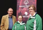 29 April 2007; The Louth team at the Team Ireland announcement for the 2007 Special Olympics World Summer Games. Pictured are, from left, Padraig Corkery, Head of sponsership Eircom, Ruth Gribben, Dundalk and Antoinette Campbell, Dundalk. The World Summer Games will be held in The People's Republic of China, in the city of Shanghai from the 2nd October to the 11th October 2007. RDS, Dublin. Photo by Sportsfile