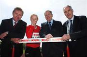 30 April 2007; Derval O’Rourke, World Indoor Champion, with Eamonn Coghlan, far left, former World Champion and Mile Specialist, Peter Keeley, second from right, CEO, SPAR Ireland and Michael Heery, President of the Athletic Association of Ireland at the launch of the SPAR Mile Challenge. Irishtown Stadium, Ringsend, Dublin. Picture credit: David Maher / SPORTSFILE