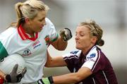 6 May 2007; Jackie Moran, Mayo, in action against Edel Concannon, Galway. Suzuki Ladies NFL Division 1 Final, Mayo v Galway, Dr Hyde Park, Roscommon. Photo by Sportsfile