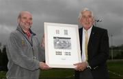 6 May 2007; Cyril Smyth, Honoury Treasurer of Wicklow Athletic Board, presents Olympic Champion Ronnie Delany with a framed picture as a celebration of his Gold Medal performance in Melbourne on 1st December 1956. Big Track and Field Meet, Charlesland Sport & Recreation Park, Greystones, Co. Wicklow. Picture credit: Tomas Greally / SPORTSFILE